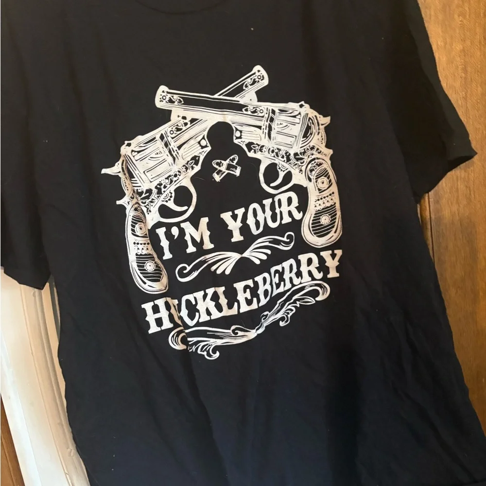 Black Graphic T-Shirt with White Print - Picture 2 of 4